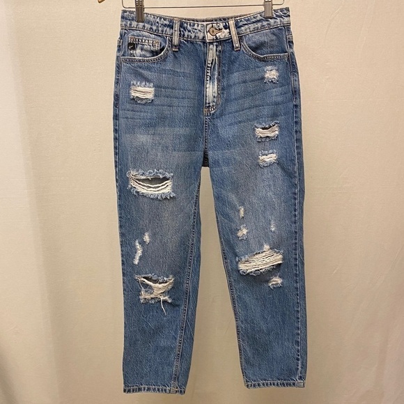 KanCan 5 Bobbie Ultra High Rise Straight Leg Jeans Ankle Distressed 100% Cotton - Picture 12 of 14